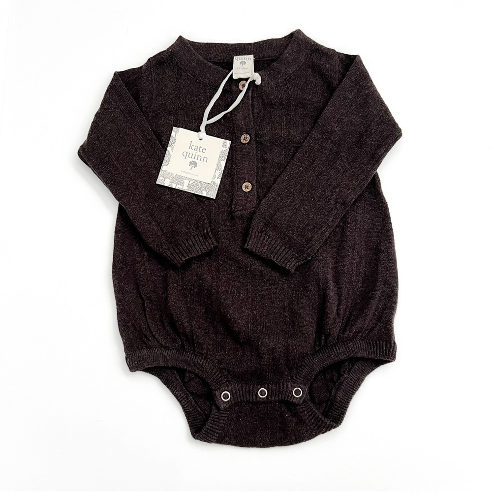 KATE QUINN - Organic Knit Sweater Henley Bubble with buttons